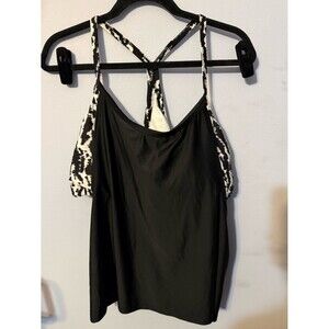Xersion Black and White Tankini Swim Top